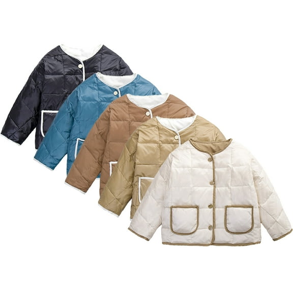 Esaierr Baby Boys Girls Winter Collarless down Coats for Kids Lightweight Puffer Jackets Toddler Warm down Outerwear Tops 1-6Y
