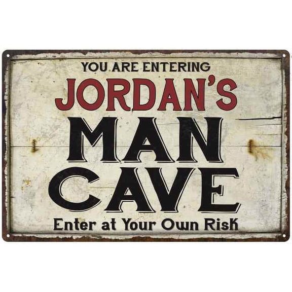 JORDAN'S Man Cave Sign Rustic Garage Decor Gift 8x12 Metal 208120035265