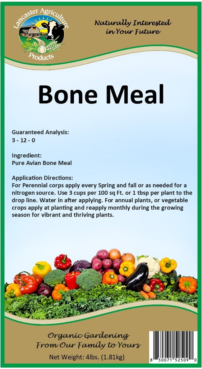 Bone Meal Fertilizer 4 Pounds for Organic Gardening and Soil Enrichment - Premium Natural Plant Nutrient for Strong Root Development and Enhanced Growth - Lancaster Agriculture Products