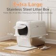 thumbnail image 3 of Enclosed Cat Litter Box, Hooded Kitty Litter House with Mat, 15cm/20cm Height, Light Grey, 3 of 8