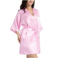 thumbnail image 1 of DPTALR Women Hot Fix Casual Solid Color Simulated Silk Home Clothing Robes, 1 of 6