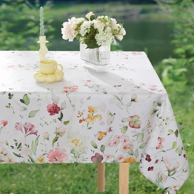 Mantel rectangular de flores silvestres, mantel lavable de tela floral, manteles impermeables estilo corredor para fiestas, pícnic, cena al aire