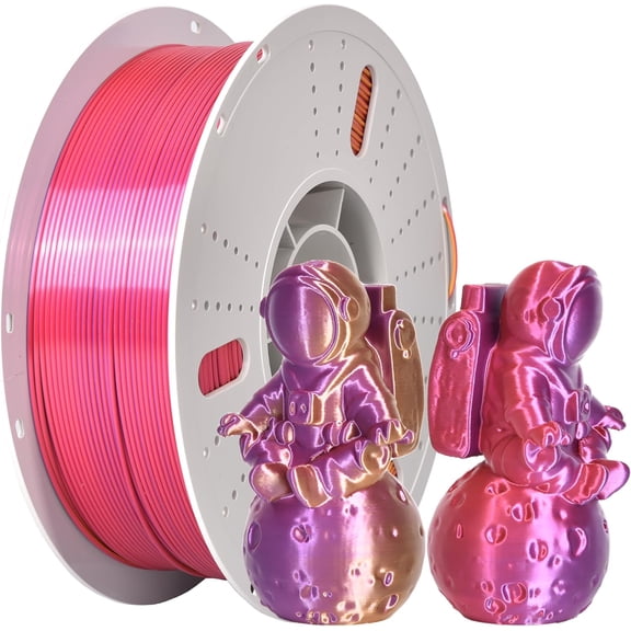 Silk Tri-Color PLA 3D Printer Filament 1.75mm, Golden-Purple-Red 1KG Spool, Coextruded Shiny Multicolor Effect, Dimensional Accuracy  /- 0.02mm