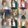 thumbnail image 3 of Women Coat Fashion Lady Sparkly Glitter Short Blazer Smooth Lined Lady Jacket Women Open Front Sequin Jacket for Party Daily Wear, 3 of 5