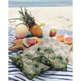 thumbnail image 3 of Pack of 2 Outdoor Pillow Covers, Summer Green and Grey Palm Tropical Plants Retro Linen Waterproof Square Throw Pillowcase Cushion Decorative Pillow Covers for Couch Patio Tent, 16x16 in, 3 of 6