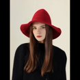 thumbnail image 4 of Sombrero de de Lana para Mujer, de Ala , Tejido A Mano, Ideal para Decorar Fiestas de Halloween. Azufaifo Rojo M, 4 of 6