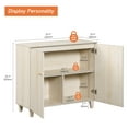 thumbnail image 3 of WAMPAT Modern 3-Compartment Sideboard Buffet Cabinet with Shelves & Doors, Wooden Coffee Bar Storage for Dining Room, Living Room, Hallway,Light Oak - 35.4 Inches, 3 of 7