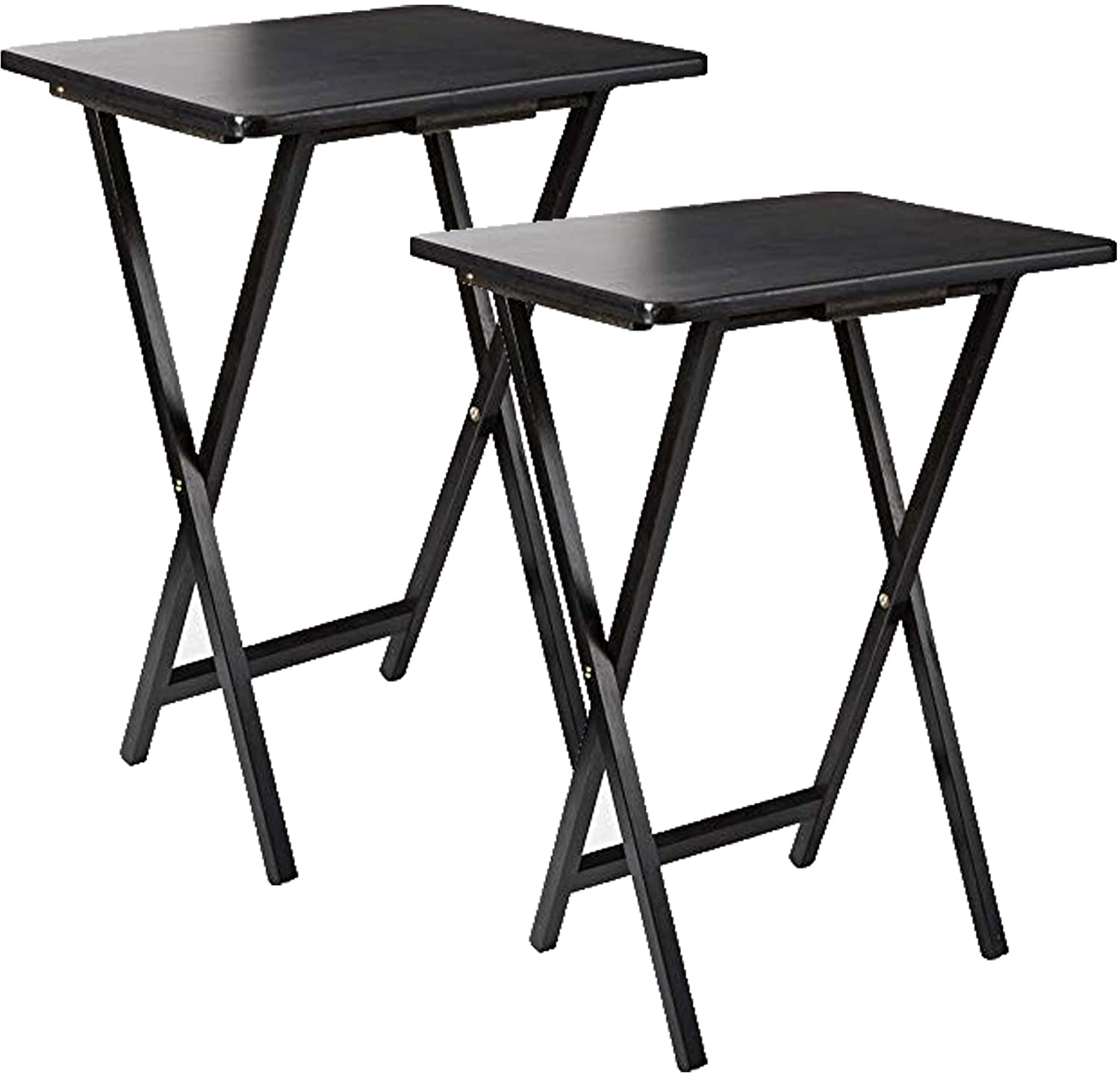 Pj Wood Folding Tv Tray Snack Table Set Of 2 Black Walmart Com Walmart Com