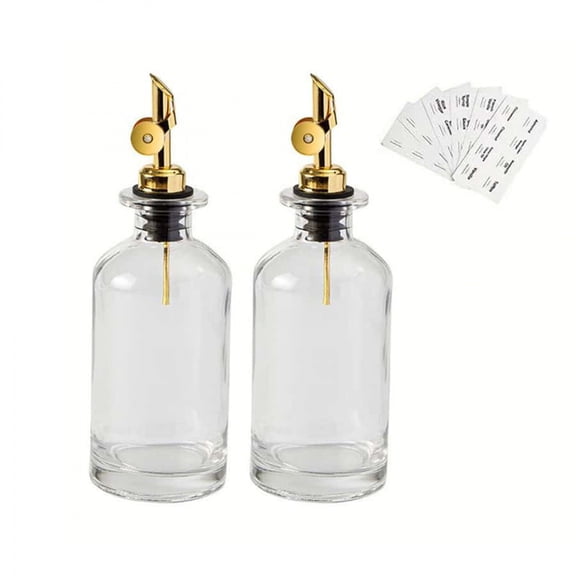 2pcs Olive Oil Dispenser Bottle For Kitchen, Coffee Syrup Dispenser W. Weighted Pourer, Glass Bottle Dispenser For Kitchen