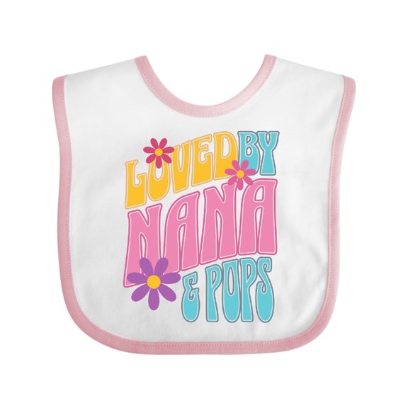 Inktastic Nana and Pops Love Me Retro Flowered Girls Baby Bib