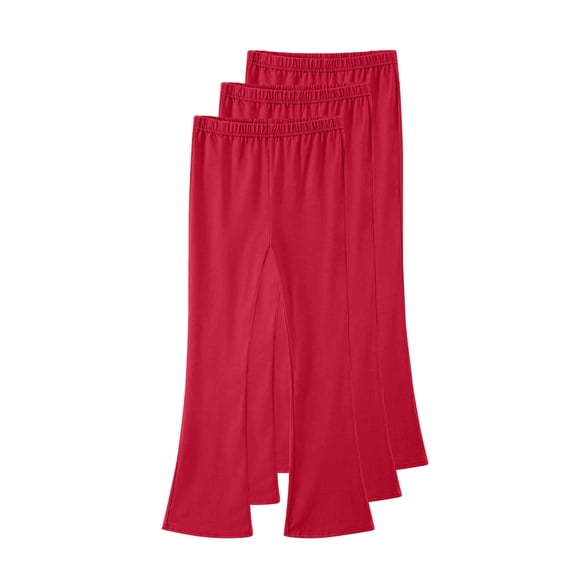 Lovzfmll Pantalon Évasé Moulant en Coton à Taille Élastique Uni d'Automne pour Filles, 3 Pcs, Leggings Décontractés d'Extérieur pour Petites Filles, 8-9 Ans