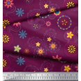 thumbnail image 2 of Soimoi Pink Crepe Silk Fabric Insect & Floral Clip Art Print Fabric by Yard 42 Inch Wide, 2 of 3