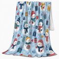 thumbnail image 2 of Snowmen with Wrapped Presents Cocoa Mugs Hearts Mittens and Snowflakes, Cheerful Winter Party Art for Kids, Cozy Flannel Blanket for Playroom and Bedroom, Christmas Gift, Home Decor, 2 of 9