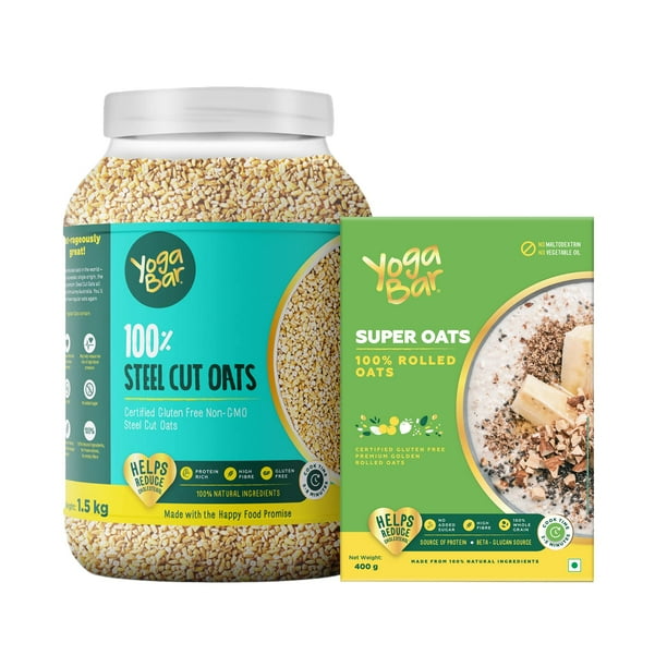 Yogabar 100 Rolled Oats and Steel Cut Oats Rolled Oats 400g Steel