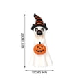 thumbnail image 6 of Homellea Halloween Ghost Cat Figurine, 7.87 Inch White Resin Cat Statue with Witch Hat and Jack O Lantern Pumpkin Bucket for Tabletop, Shelf, Mantel, Bar, Home and Party Decor, 6 of 6