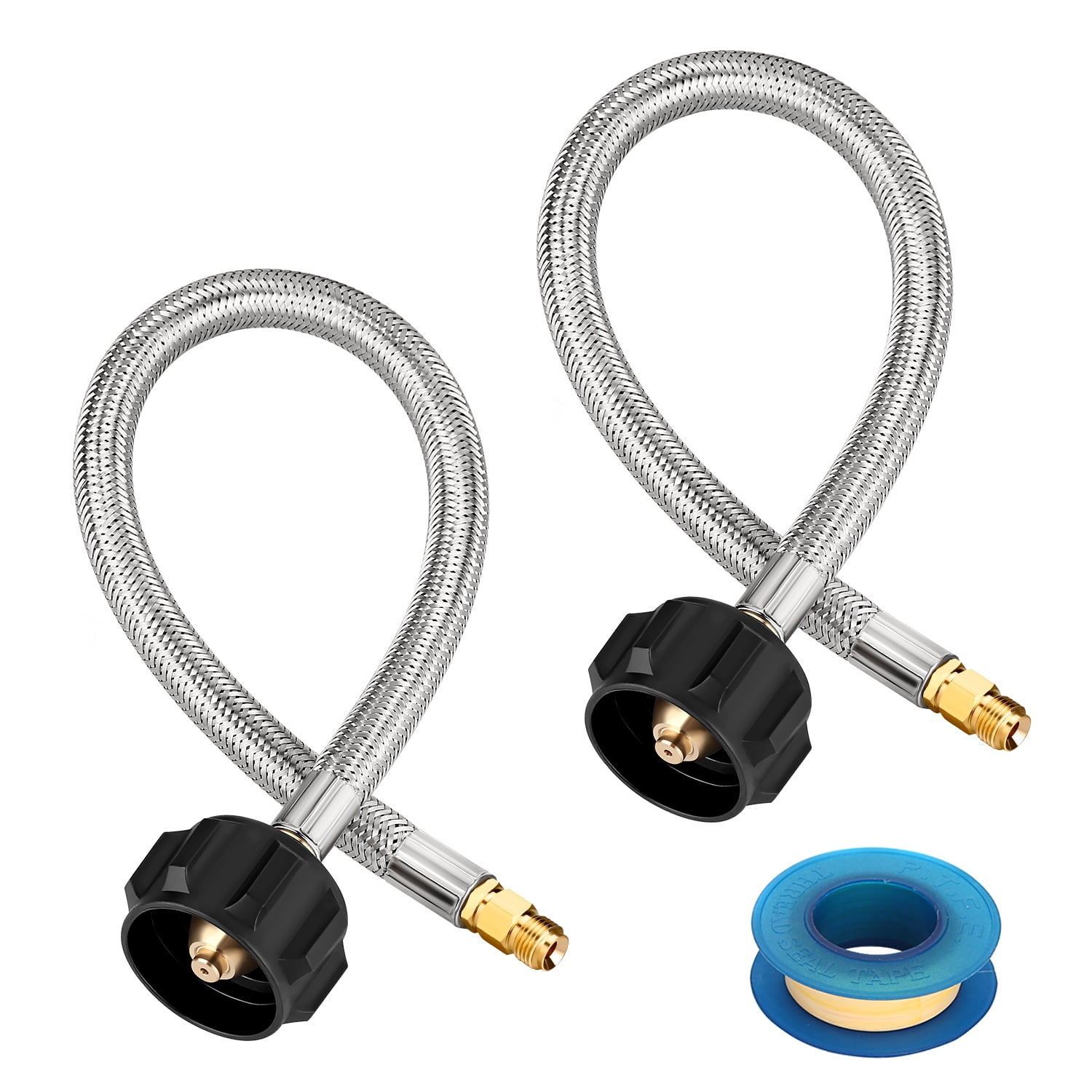 WADEO 15 inch Stainless Braided RV Propane Hose, Propane Hose with 1/4