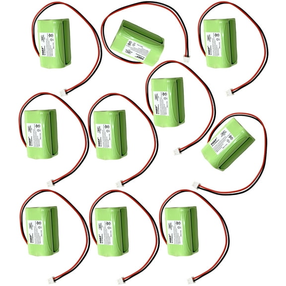 HQRP 10-Pack 4.8V Backup Battery for LED Exit Sign Emergency Lights COMBORM-LP, LEDGBB-ST, ELR-G, LEDG3B, ELSMP2-R, LEDR3B, ELR-R, LEDGGB, LEDRBB-ST, COMBO-LP, LEDRBB