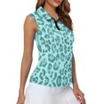 thumbnail image 4 of Whosucclay Mint Leopard Golf Shirt Women's Golf Sleeveless Shirt for Womens, Half Zip Casual for Hiking Tennis Sports, 4 of 8