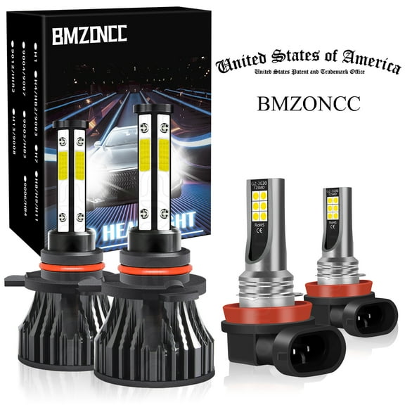 BMZONCC 9012 H11 LED Headlight Bulbs,40W 3800 Lumens, 300% Brighter, 6000K White, Replace hi/lo Beam Foglight Halogen, Pack of 4