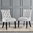 thumbnail image 5 of Tufted Side Dining Chair, Set of 2, Velvet, Wood, White, Modern Contemporary Urban Design, Kitchen Room Cafe Bistro Restaurant Hospitality, 5 of 10