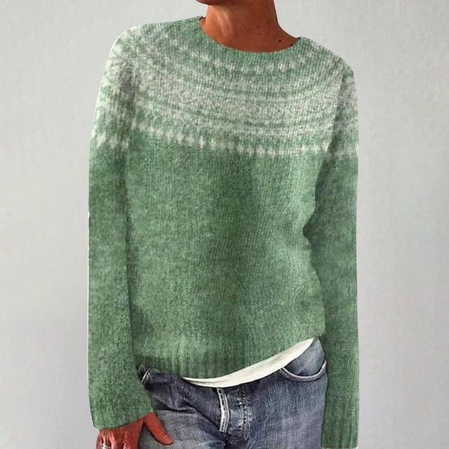 Chandail en Tricot à Col Rond avec Imprimé Vintage pour Femmes