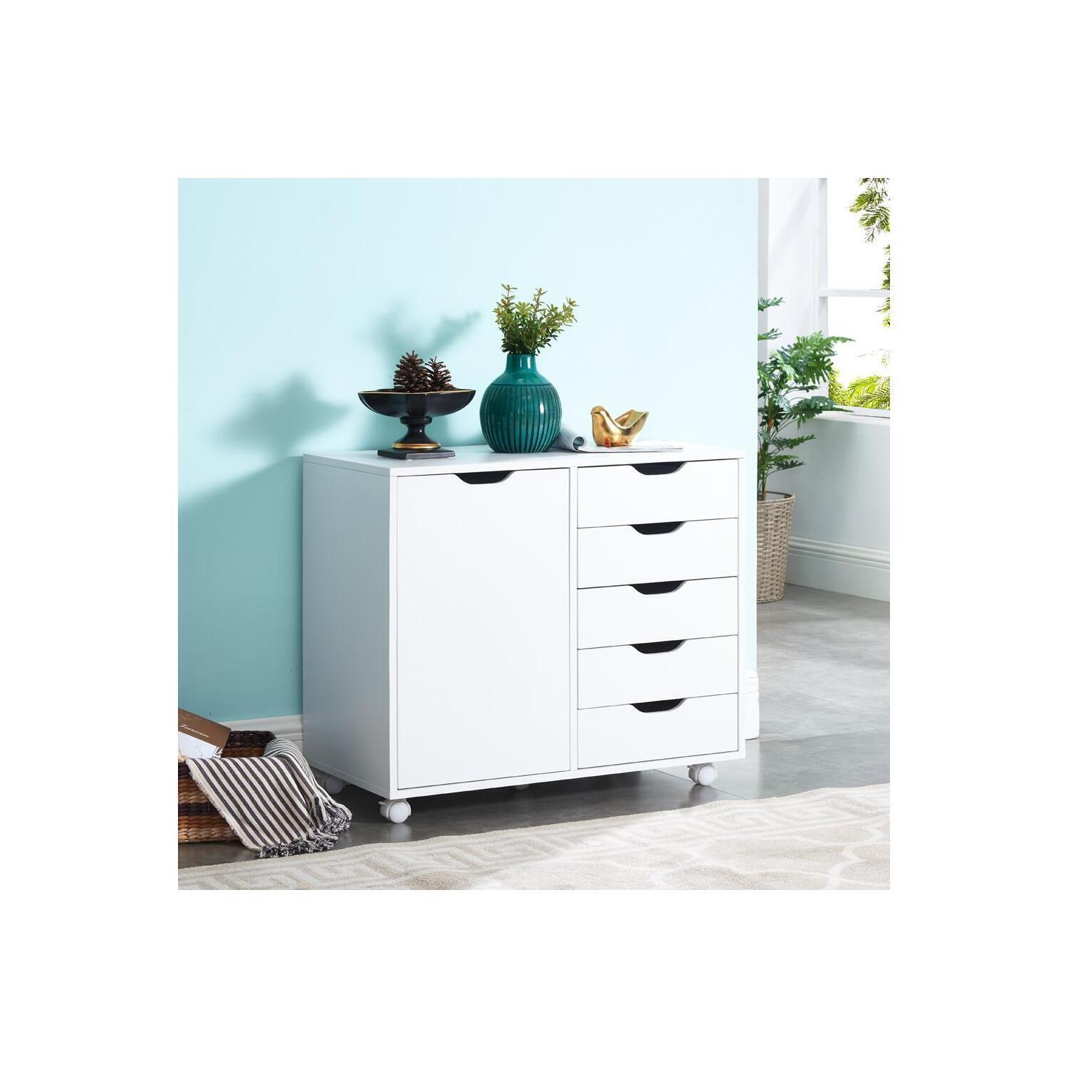Drawer Dresser Storage Cabinet for Makeup, Tall Chest of Drawers, Wood  Storage Dresser Cabinet, Drawer Chest with Wheels for Office, Closet and  Bedroom by Naomi Home - Walmart.com