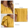 thumbnail image 6 of Petal Sleeve Jacquard Blouse Short Sleeved Round Neck Plain Color Petal Sleeve Blouse Top, 6 of 8