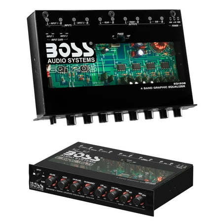 4 Band Pre-Amp Half-DIN Car Equalizer, Subwoofer Output, Dual Color Illumination