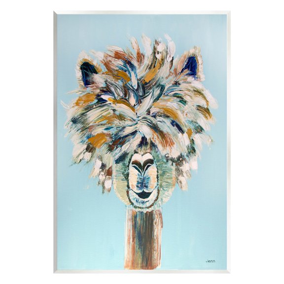 Fluffy Alpaca Happy Animal Animals & Insects Painting Unframed Art Print Wall Art