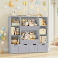 thumbnail image 4 of Homfa Kids Bookcase,Children's Book Shelf with 4 Drawers for Storage,Toddler Bookshelf for Nursery,Kids Rooms, Gray, 4 of 7