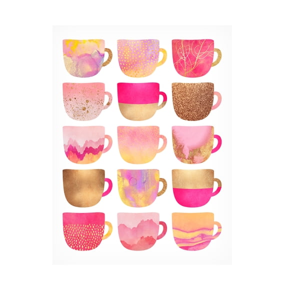 Trademark Fine Art Elisabeth Fredriksson  Pretty Pink Coffee Cups Canvas Wall Art