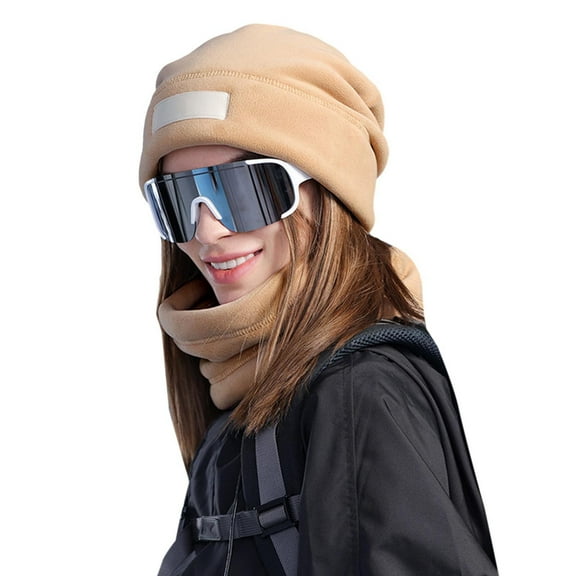 YESIMOLA Fleece Hat and Scarf Set Womens Beanie Hat Scarf Gloves Set Women's Winter Warm Ear Knitted Hat Gloves Hat Shawl Set Hat Scarf Set with Hood Outdoor Cycling