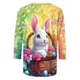 thumbnail image 5 of Easter Bunny Shirt for Women Watercolor Rabbit Holding Egg Graphic Tunic 3/4 Sleeve Crewneck Lightweight Festival Apparel Holiday Gift Tops, 5 of 7