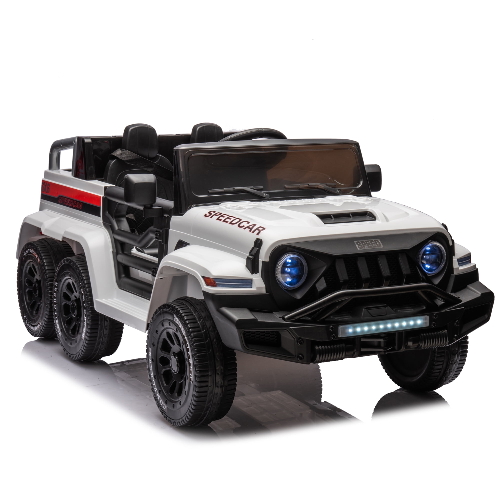 CIPACHO 24V Battery Powered Ride Ons Car for Kids, 4WD Electric Car Toys with Remote Control, Parents Can Assist in Driving, Music and Lights, Five-Point Safety Belt, White CIPACHO 24V Battery Powered Ride Ons Car for Kids, 4WD Electric Car Toys with Remote Control, Parents Can Assist in Driving, Music and Lights, Five-Point Safety Belt, White