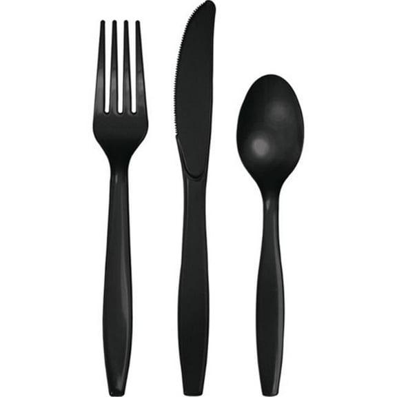 Hoffmaster Group 010427 Premium Plastic Cutlery Assortment, Black - 24 per Case - Case of 12