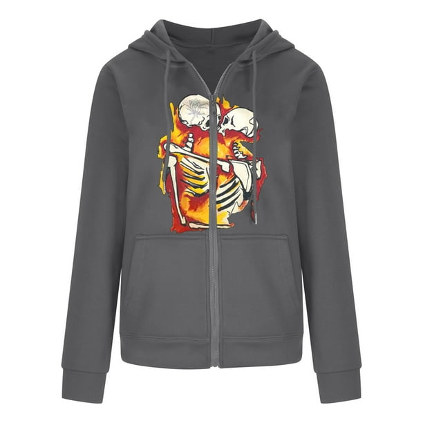 Sudadera Para Pareja Cuello Redondo Sudaderas Con Capucha de Gran Tamaño Moda Bolsillos Cárdigan Estampado Manga Larga Blusa Suelta Otoño Invierno Odeerbi ODB138071