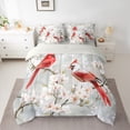 thumbnail image 3 of Manfei Merry Xmas 7-Piece Bedding Comforter Set,Red Bird Cardinals King Bedding Sets,White Peach Blossom Bed Sheets For Men Women,Luxury Bedroom Decor Reversible, 3 of 9