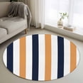 thumbnail image 2 of Burnt Orange Navy Blue Striped Large Area Rugs for Bedroom Living Room, Soft Non Slip Carpet Bedside Rug, Farmhouse Stripe Art Round Floor Cover Kitchen Accent Rug 3.3' for Dining Room/Office, 2 of 9