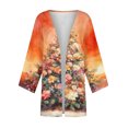 thumbnail image 6 of Women's Casual and Fashionable Christmas Printed Lightweight Mid-Length Jacket Cardigan, for Spring and Fall Wear,Orange,L, 6 of 7