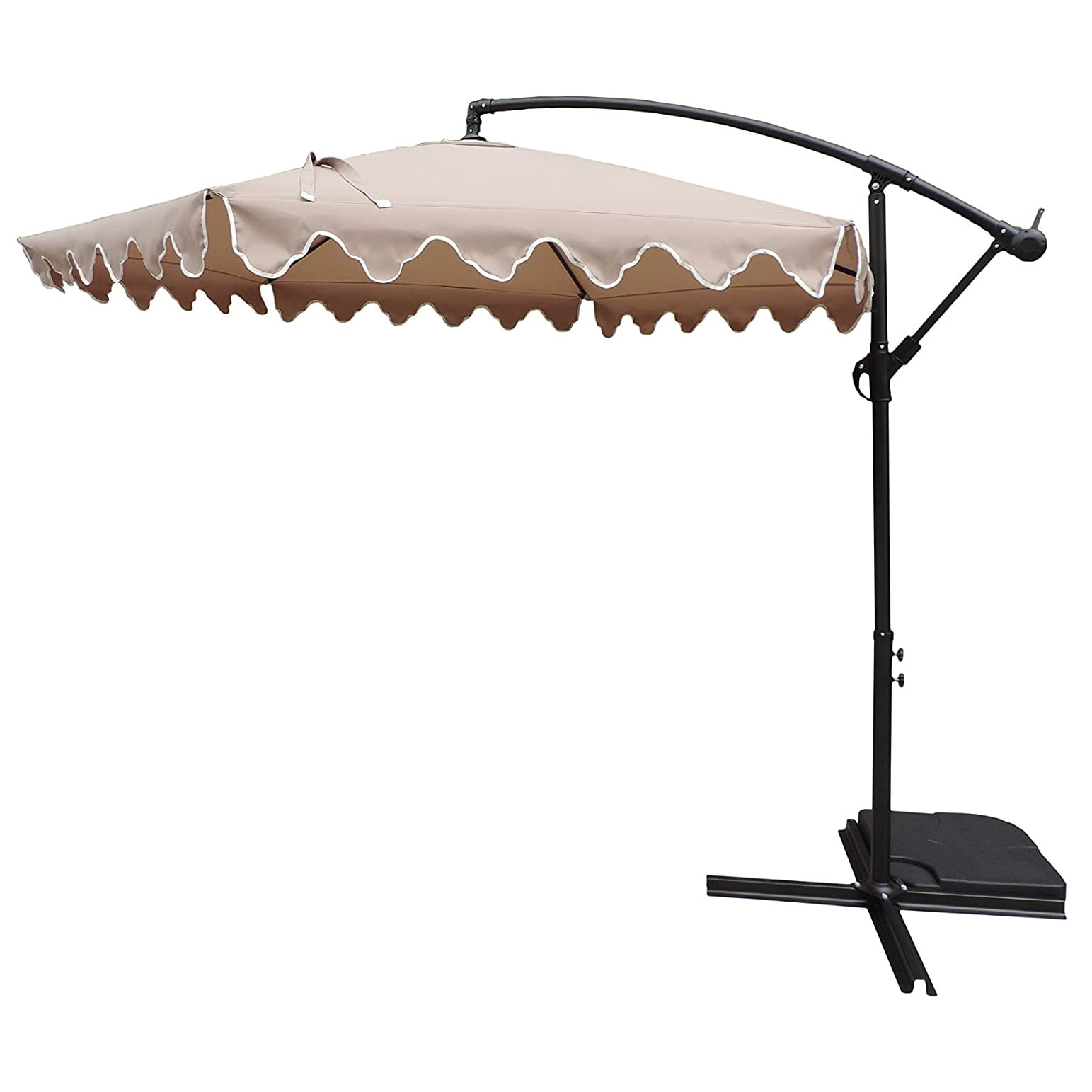 Pebble Lane Living 10 Ft Cantilever Scalloped Outdoor Patio Tilt Umbrella Beige Walmart Com Walmart Com