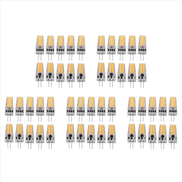 50 Piezas G4 Bombilla LED AC / DC12V-24V 3W LED G4 Luz 20LED 360 ÁNgulo de Haz de Luz 2835SMD Reemplazo de LáMpara HalóGena de 30W, CáLido