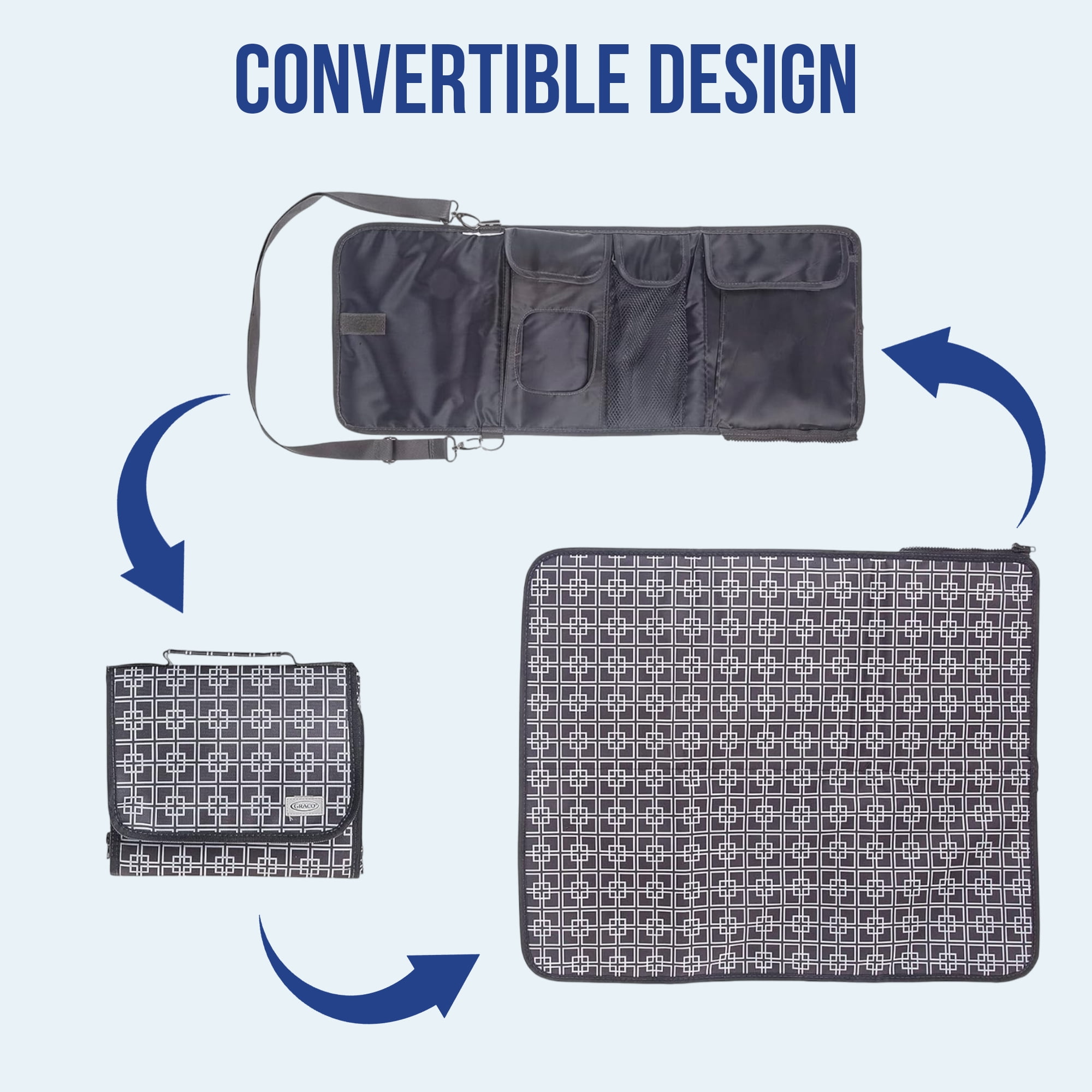 Graco Deluxe Travel Changing Pad, Compact and Foldable Diaper Changing Pad for Newborns and Infants, Gray