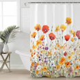 thumbnail image 2 of Small Stall Shower Curtain 36x78 Inch Narrow Half Size Flowers Bath Curtains Bathroom Decor Vintage Orange Yellow Wildflower Garden Floral Waterproof Fabric Shower Curtain Set with Hooks 36 Inch, 2 of 6