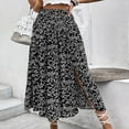 thumbnail image 6 of LWavelet Ditsy Floral Side Slit Maxi Skirt Women Daily Casual Flowy Stylish Versatile Bottoms Black L, 6 of 6