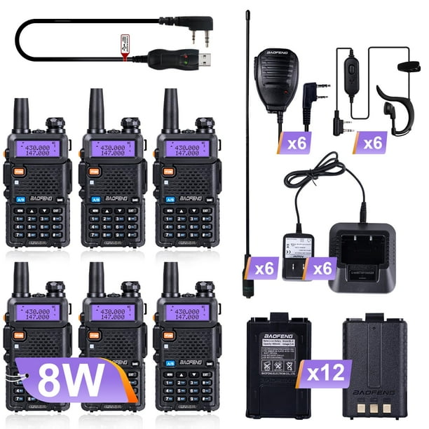 Ham Radio BAOFENG UV-5R, radio bidireccional de doble banda (paquete de 6)