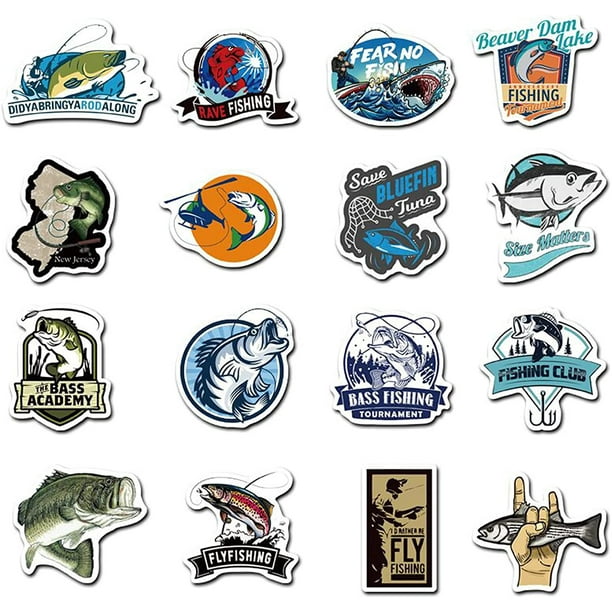Fishing Stickers (50 Pcs), Outdoor Vinyl Decal, Waterproof Sticker