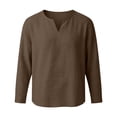 thumbnail image 7 of Qelyn Men's Long Sleeve T-Shirts Casual V Neck Linen Shirts Lightweight Loose Fit Basic Tee Tops for for Daily Wear, 7 of 7