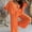 Orange, variant on [Casual Pants Suit] Casual Solid Color Women's Pants Suit | Half Sleeve V-Neck Top And Wide Leg Pants Clothing