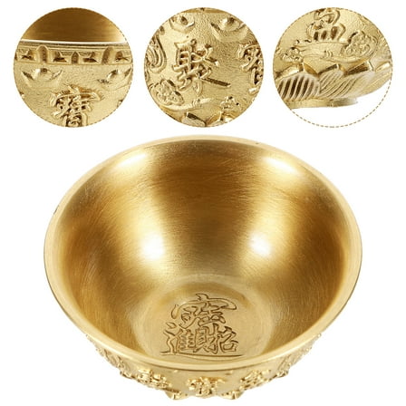 BESTONZON 1Pc Golden Brass Cornucopia Ornament with Embossed Pattern for Desktop Decor