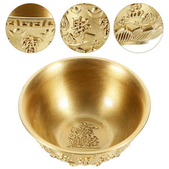 BESTONZON 1Pc Golden Brass Cornucopia Ornament with Embossed Pattern for Desktop Decor